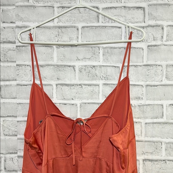 H&M V-NECK SATIN SLIP DRESS, coral size xL - Picture 5 of 6